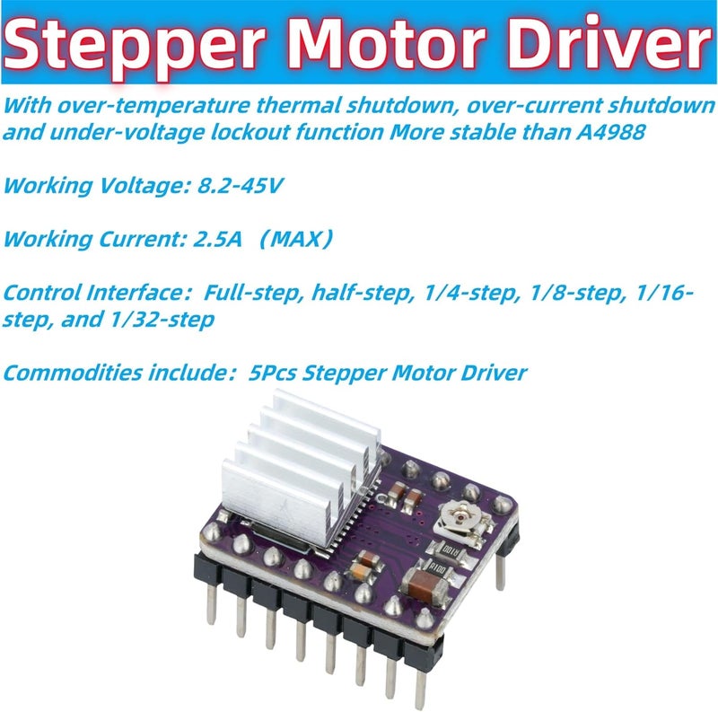 MTDELE 5Pcs Stepper Motor Driver Module Compatible with for DRV8825 3D Printer Ramps 1.4 StepStick - Image 3